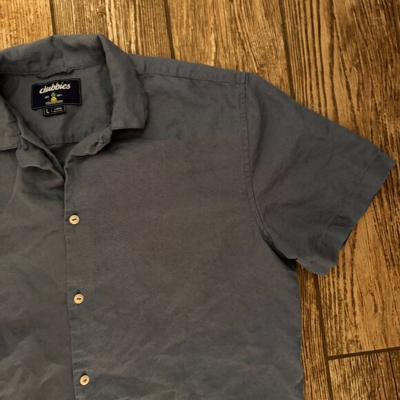 Chubbies Shirt Mens‎ Short Sleeve Blue Button Up L Linen Blend Preppy Casual - Picture 5 of 6